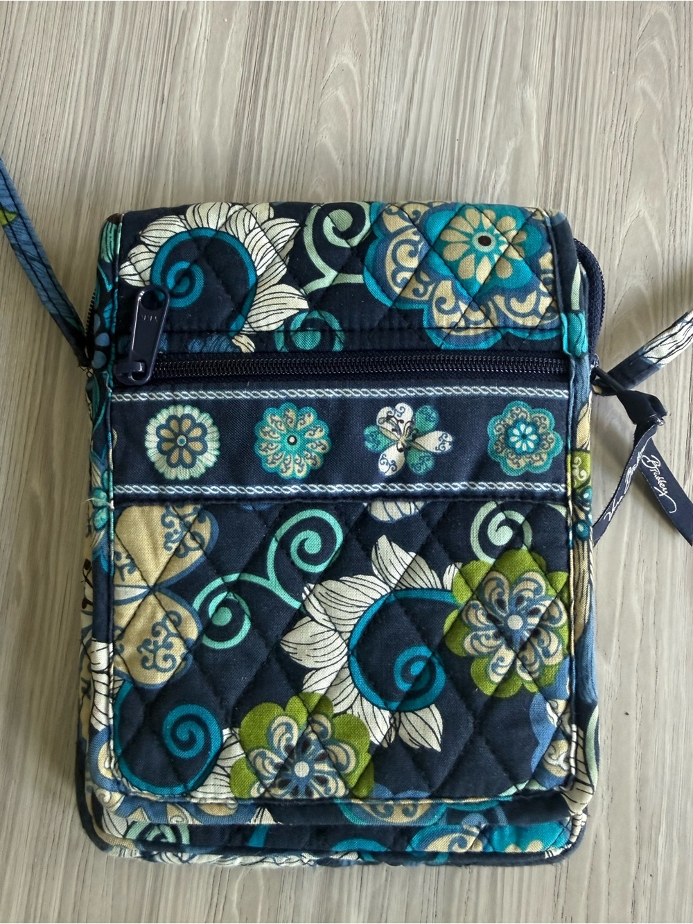 Vera Bradley Navy Teal Green Cream Quilted Crossbody